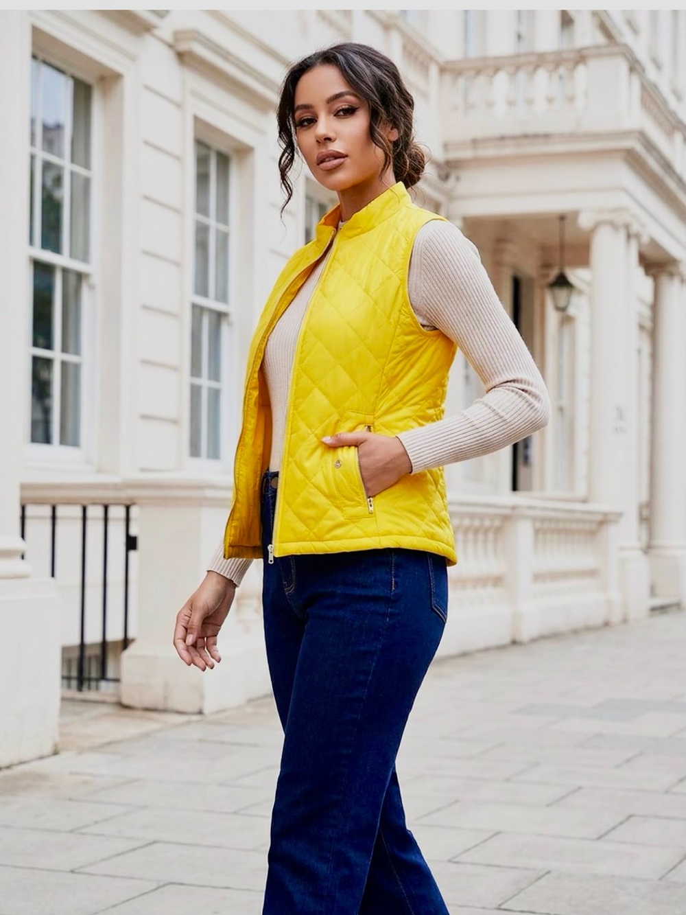 RALPH LAUREN Quilted yellow puffer vest, like new S